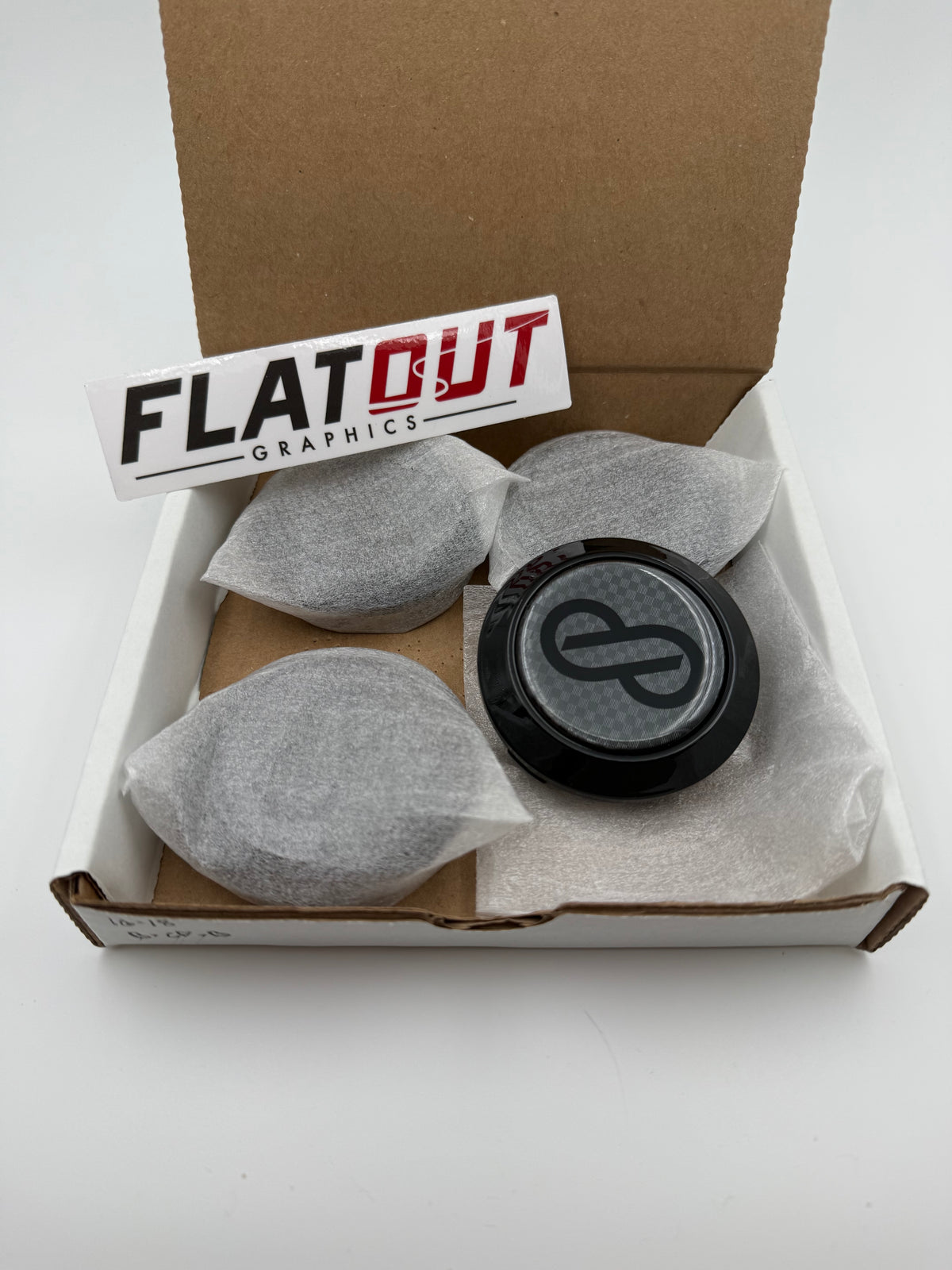 Enkei – Black on Carbon Fiber center cap decal set (second set)