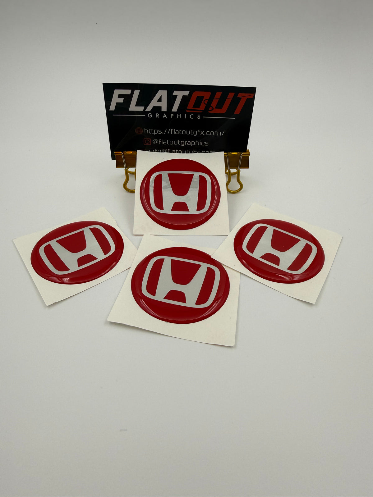 Honda – Mirror Chrome on Red center cap decal set