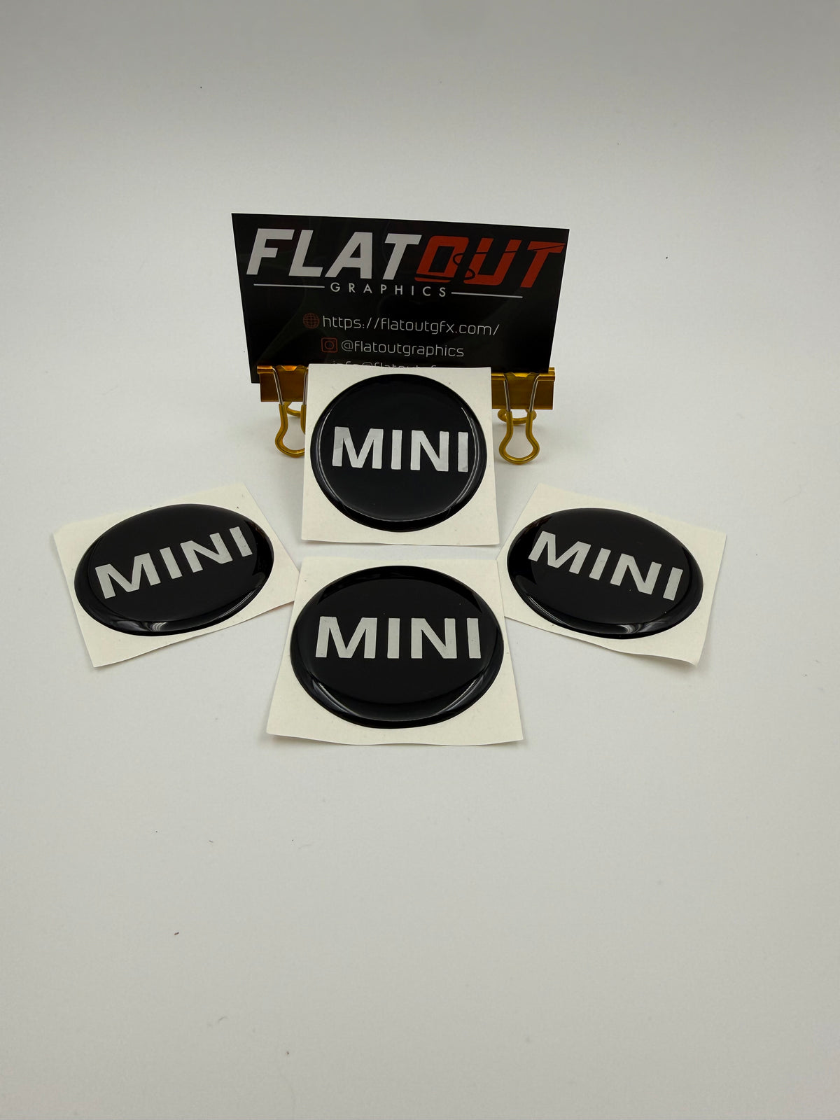 Mini – Mirror Chrome on Black center cap decal set
