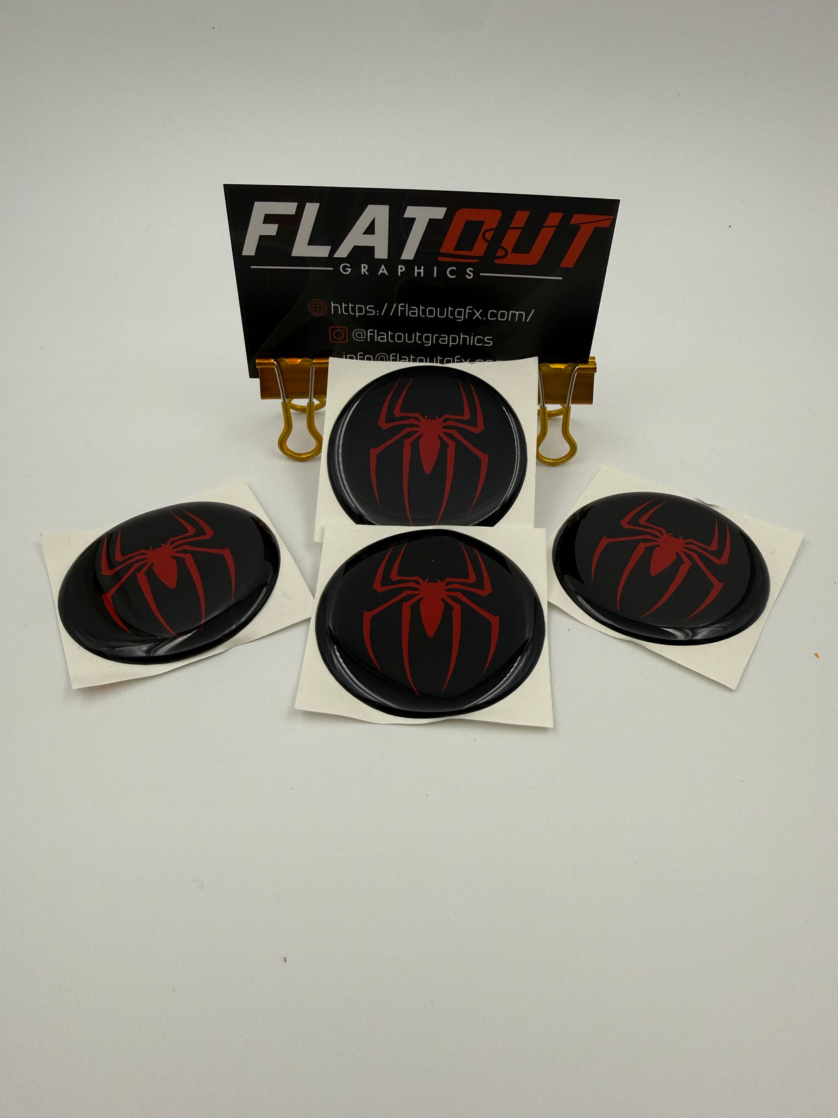 Spidey – Red on Black center cap decal set