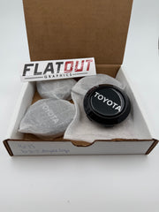 Toyota (word) – Silver on Black center cap decal set